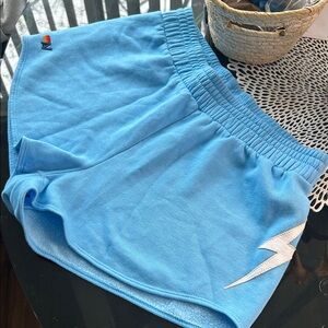 Aviator Nation Blue Athletic Shorts with Lightning Bolt. SZ L